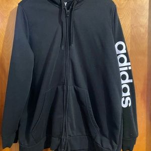 2x black long sleeve full zip up hoodie adidas